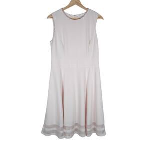 Calvin Klein Womens Sleeveless Flare Dress Pink 10 Classic Cocktail Party Chic